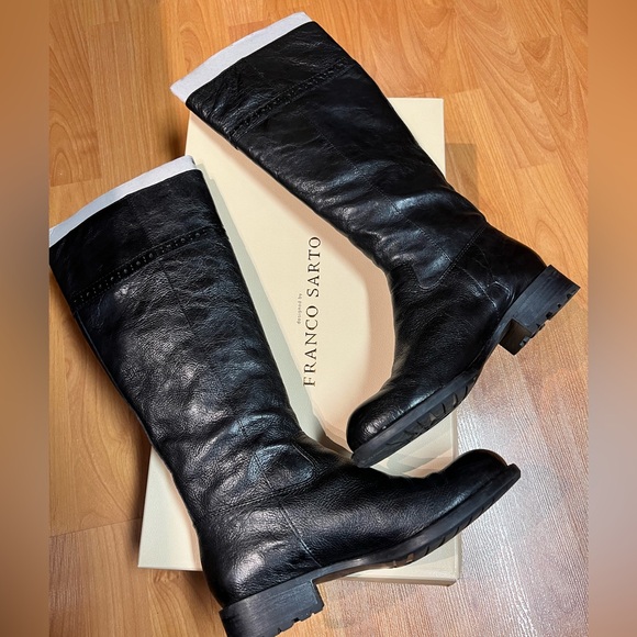 New in Box - Franco Sarto Black Leather Long Boots (US 7) * Pacaya - Picture 3 of 14